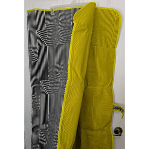 Canvas Beach Blanket Foldable Black White Yellow Geometric Stripes 54" x 56"